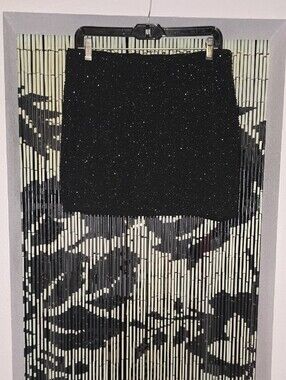 Alice + Olivia Black Sparkle Lined Mini Skirt Size 12 (Runs Small)